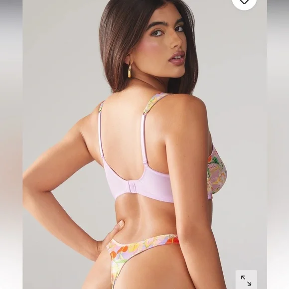 Savage X Fenty Purple Prism Mutha Nature Satin Unlined Demi Bra Cheeky Panty Set - Picture 3 of 12